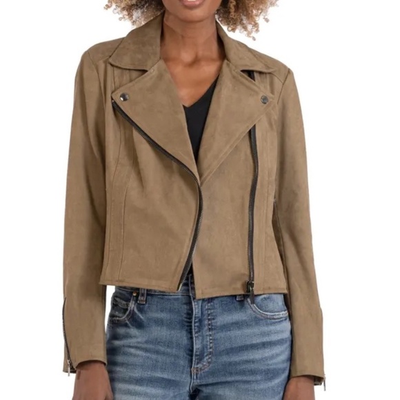 Kut from the Kloth Jackets & Blazers - KUT from the Kloth, Edith Faux Suede Moto Jacket, Canyon (Brown/Tan) Size XS NWT